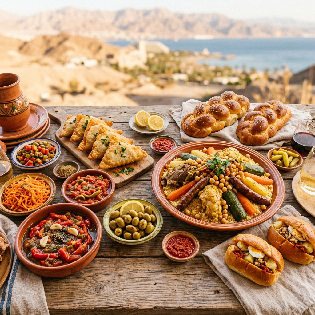 Plateau tunisien signé Sophie — entrées, plats et desserts